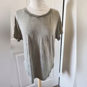 Anthropologie Pilcro Sage Green Distressed Cotton Short Sleeve T Shirt Women's S